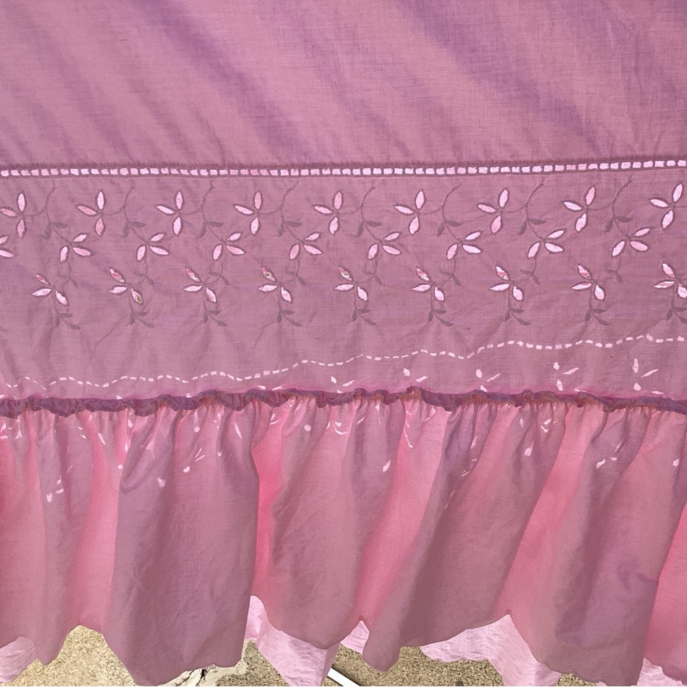 Vintage Pink Cotton Eyelet Twin Size 100% Cotton Bedspread